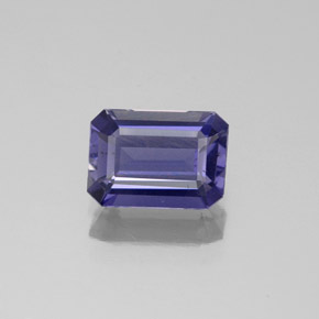 1.06캐럿 천연 바이올렛 블루 아이올라이트, 에메랄드 컷, 8×5.7 mm, VS