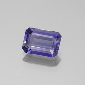 1.06캐럿 천연 바이올렛 블루 아이올라이트, 에메랄드 컷, 8×5.7 mm, VS