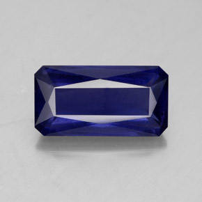 2.94캐럿 천연 바이올렛 블루 아이올라이트, 에메랄드 컷, 12.5×6.5 mm, VS-SI