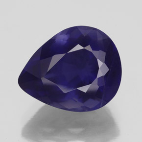 3.83캐럿 천연 바이올렛 블루 아이올라이트, 배 모양, 11.6×9.5 mm, VS