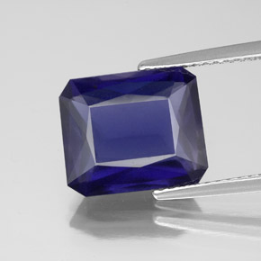 4.50캐럿 천연 바이올렛 블루 아이올라이트, 에메랄드 컷, 11.6×9.8 mm, VS-SI