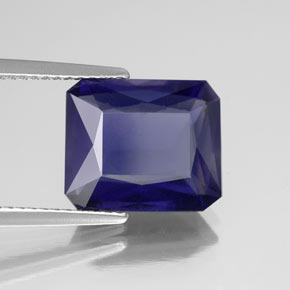 4.50캐럿 천연 바이올렛 블루 아이올라이트, 에메랄드 컷, 11.6×9.8 mm, VS-SI