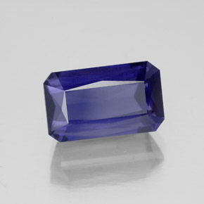 4.32캐럿 천연 바이올렛 블루 아이올라이트, 에메랄드 컷, 12.1×7.3 mm, VS