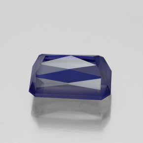 4.32캐럿 천연 바이올렛 블루 아이올라이트, 에메랄드 컷, 12.1×7.3 mm, VS