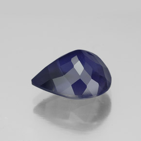 3.77캐럿 천연 로열 블루 아이올라이트, 배 모양, 11.9×9.8 mm, VS-SI