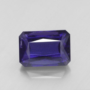 7.71캐럿 천연 바이올렛 블루 아이올라이트, 에메랄드 컷, 13.9×9.7 mm, VS-SI