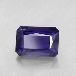 7.71캐럿 천연 바이올렛 블루 아이올라이트, 에메랄드 컷, 13.9×9.7 mm, VS-SI
