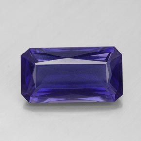 5.74캐럿 천연 바이올렛 블루 아이올라이트, 에메랄드 컷, 15.8×8.6 mm, VS