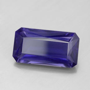 5.74캐럿 천연 바이올렛 블루 아이올라이트, 에메랄드 컷, 15.8×8.6 mm, VS