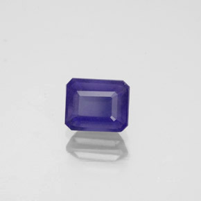 0.80캐럿 천연 바이올렛 블루 아이올라이트, 에메랄드 컷, 6.1×5 mm, VS