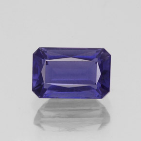 1.15캐럿 천연 바이올렛 블루 아이올라이트, 에메랄드 컷, 7.9×5.1 mm, VS