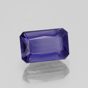 1.15캐럿 천연 바이올렛 블루 아이올라이트, 에메랄드 컷, 7.9×5.1 mm, VS