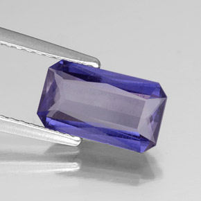 1.49캐럿 천연 바이올렛 블루 아이올라이트, 에메랄드 컷, 10.2×5.9 mm, VS-SI