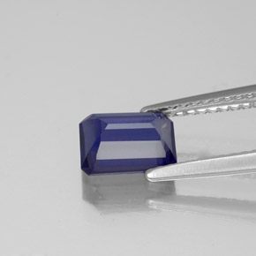 1.02캐럿 천연 바이올렛 블루 아이올라이트, 에메랄드 컷, 7.2×5.2 mm, VS