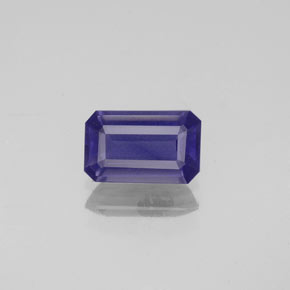 0.83캐럿 천연 바이올렛 블루 아이올라이트, 에메랄드 컷, 7.8×4.9 mm, VS