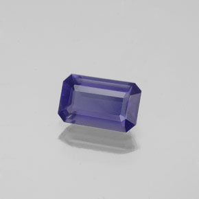 0.83캐럿 천연 바이올렛 블루 아이올라이트, 에메랄드 컷, 7.8×4.9 mm, VS