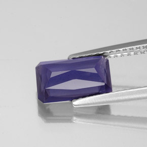 1.48캐럿 천연 바이올렛 블루 아이올라이트, 에메랄드 컷, 9.3×5.8 mm, VS