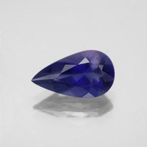 2.27캐럿 천연 바이올렛 블루 아이올라이트, 배 모양, 12.9×7.3 mm, VS