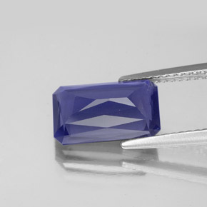 2.62캐럿 천연 바이올렛 블루 아이올라이트, 에메랄드 컷, 11.6×7 mm, VS-SI