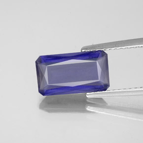 2.10캐럿 천연 바이올렛 블루 아이올라이트, 에메랄드 컷, 11.4×6.5 mm, VS