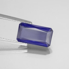 2.10캐럿 천연 바이올렛 블루 아이올라이트, 에메랄드 컷, 11.4×6.5 mm, VS