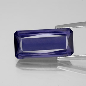 3.39캐럿 천연 바이올렛 블루 아이올라이트, 에메랄드 컷, 14.7×7.1 mm, VS