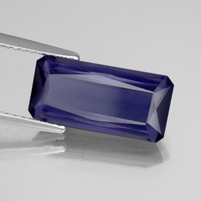 3.39캐럿 천연 바이올렛 블루 아이올라이트, 에메랄드 컷, 14.7×7.1 mm, VS