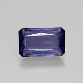3.41캐럿 천연 바이올렛 블루 아이올라이트, 에메랄드 컷, 12.2×7.6 mm, VS