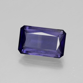 3.41캐럿 천연 바이올렛 블루 아이올라이트, 에메랄드 컷, 12.2×7.6 mm, VS