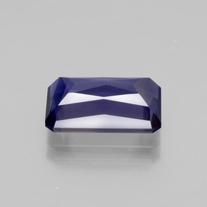3.41캐럿 천연 바이올렛 블루 아이올라이트, 에메랄드 컷, 12.2×7.6 mm, VS