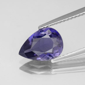 1.37캐럿 천연 바이올렛 블루 아이올라이트, 배 모양, 9.9×7.1 mm, VS