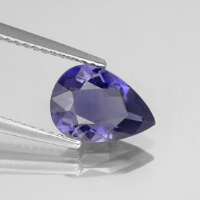 1.37캐럿 천연 바이올렛 블루 아이올라이트, 배 모양, 9.9×7.1 mm, VS