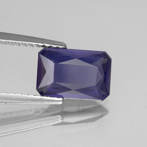 1.36캐럿 천연 바이올렛 블루 아이올라이트, 에메랄드 컷, 9.3×6.2 mm, VS