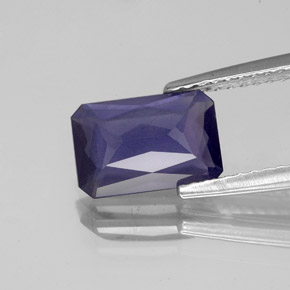 1.36캐럿 천연 바이올렛 블루 아이올라이트, 에메랄드 컷, 9.3×6.2 mm, VS
