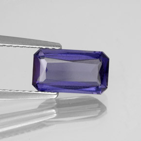 1.33캐럿 천연 바이올렛 블루 아이올라이트, 에메랄드 컷, 9.7×5.5 mm, VS
