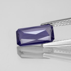 1.33캐럿 천연 바이올렛 블루 아이올라이트, 에메랄드 컷, 9.7×5.5 mm, VS