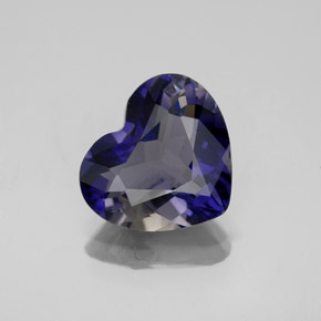 2.46캐럿 천연 바이올렛 블루 아이올라이트, 하트 모양, 10.6×9.3 mm, VS