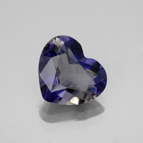 2.46캐럿 천연 바이올렛 블루 아이올라이트, 하트 모양, 10.6×9.3 mm, VS