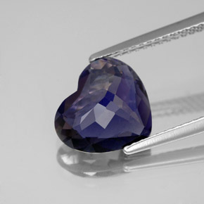 2.46캐럿 천연 바이올렛 블루 아이올라이트, 하트 모양, 10.6×9.3 mm, VS