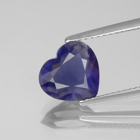 1.74캐럿 천연 바이올렛 블루 아이올라이트, 하트 모양, 9×8.5 mm, VS