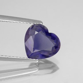 1.74캐럿 천연 바이올렛 블루 아이올라이트, 하트 모양, 9×8.5 mm, VS