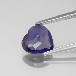 1.74캐럿 천연 바이올렛 블루 아이올라이트, 하트 모양, 9×8.5 mm, VS