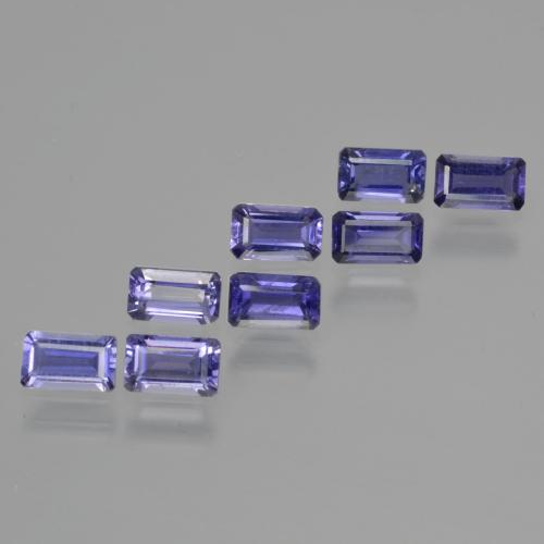 2.17캐럿 천연 은빛 파란색 아이올라이트 보석, 에메랄드 컷, 5.1×3 mm, VS