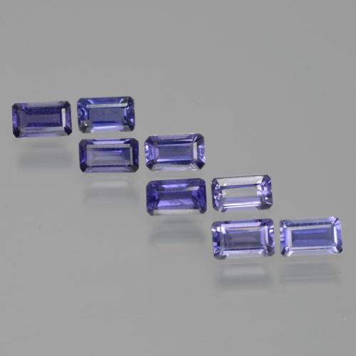 2.17캐럿 천연 은빛 파란색 아이올라이트 보석, 에메랄드 컷, 5.1×3 mm, VS