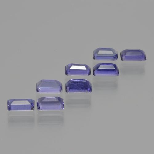 2.17캐럿 천연 은빛 파란색 아이올라이트 보석, 에메랄드 컷, 5.1×3 mm, VS