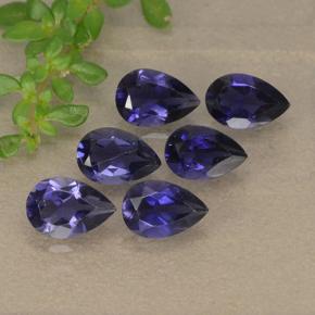 2.27캐럿 천연 딥 블루 아이올라이트 보석, 배 모양, 6.1×4.2 mm, VS