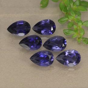 2.27캐럿 천연 딥 블루 아이올라이트 보석, 배 모양, 6.1×4.2 mm, VS