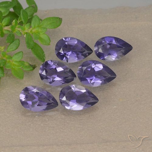 1.65캐럿 천연 미디엄 바이올렛 아이올라이트 보석, 배 모양, 5.9×3.8 mm, VS