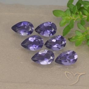 1.65캐럿 천연 미디엄 바이올렛 아이올라이트 보석, 배 모양, 5.9×3.8 mm, VS