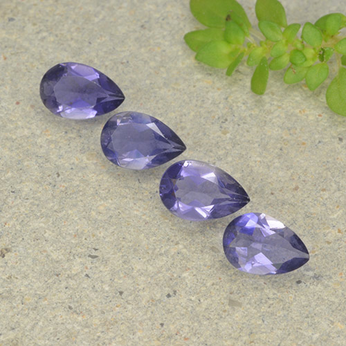 1.19캐럿 천연 딥 퍼플 아이올라이트 보석, 배 모양, 5.9×4 mm, VS